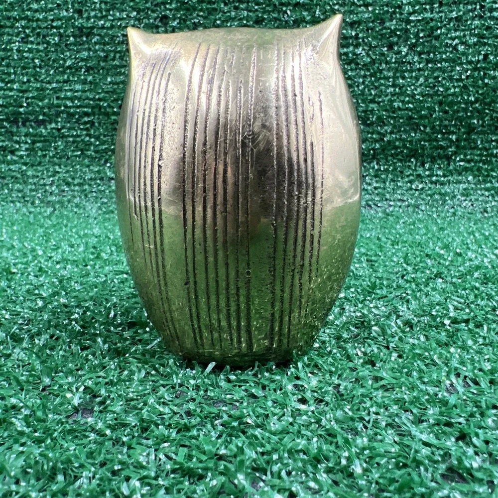 Seiden‎ Vintage Brass Owl Figurine Miniature Statue Paperweight